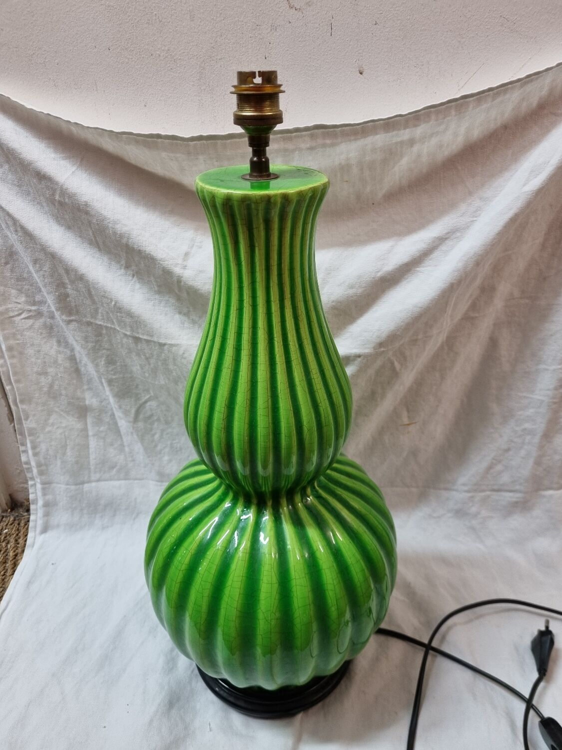 Vintage enamelled ceramic lamp from 1970