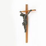 Antique realistic wooden crucifix, France ca. 1850