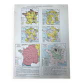 Planche cartographique - France, population et divisions - 27x37cm - 1