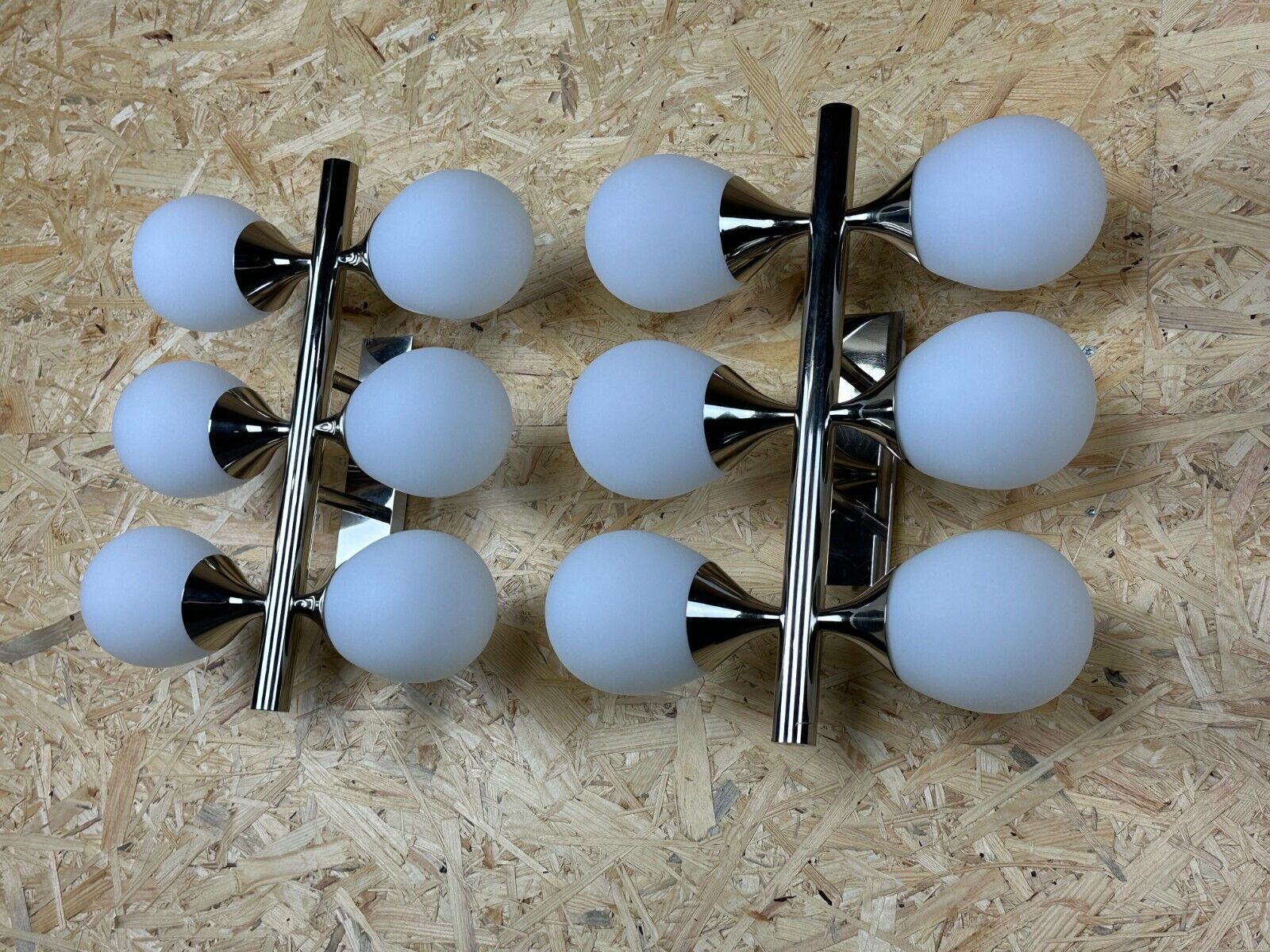 2x 60s 70s 6-bulb Sputnik wall lights by Kaiser Leuchten opal glass