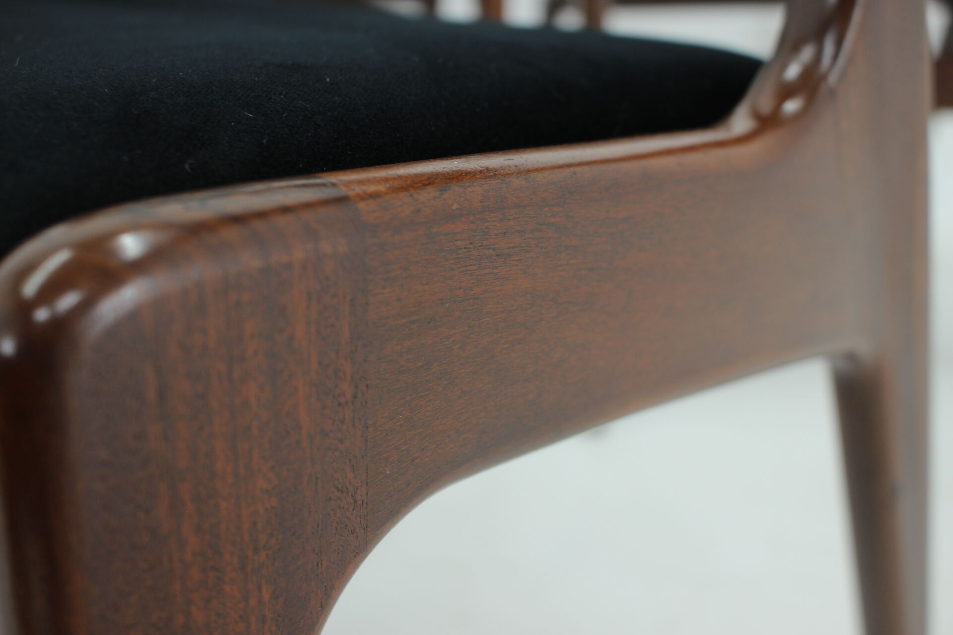 1960s Danish Teak Dining Chairs in Black Velvet