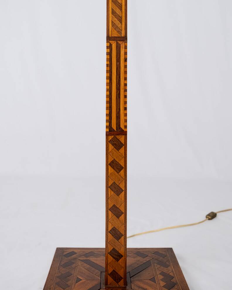Lampadaire Art Deco en marqueterie, France, 1930s