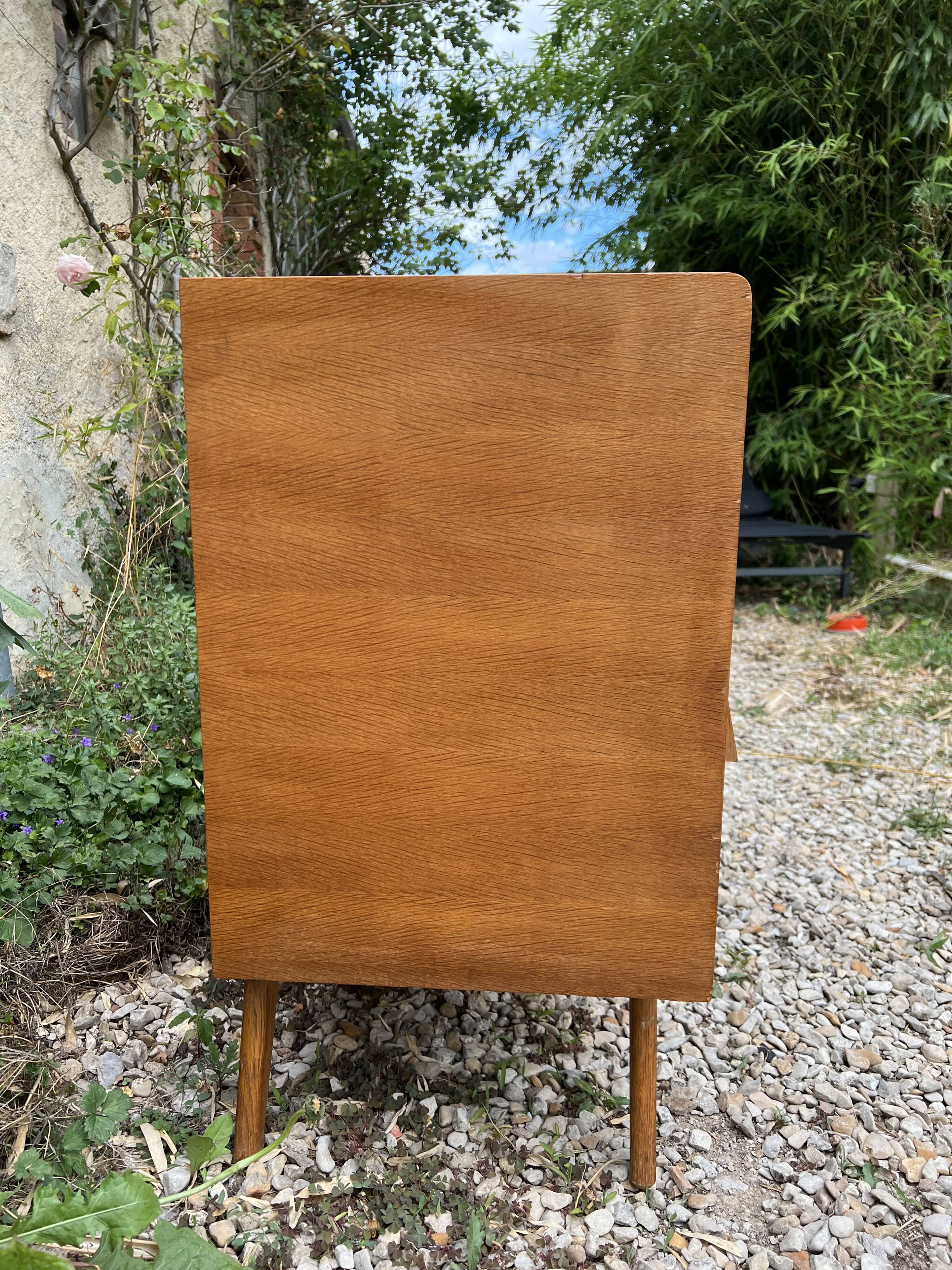 Vintage chest of drawers wood and rattan