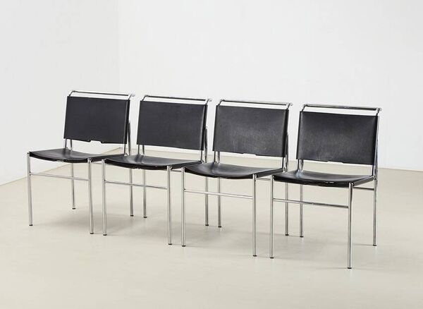 Eileen Gray Ensemble de 4 chaises de salle à manger Roque Brune pour Classicon 1927/années 1990