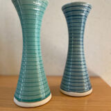 Set of 2 glazed stoneware candle holders