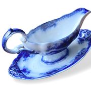 Large antique gravy boat on a Sarreguemines U&C earthenware tray