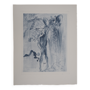 Salvador Dali : Divine Comédie, L’éclat des corps glorieux, gravure signée