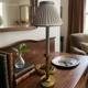 Superbe Lampe de Table Style Empire - Bronze Doré & Abat-jour Plissé