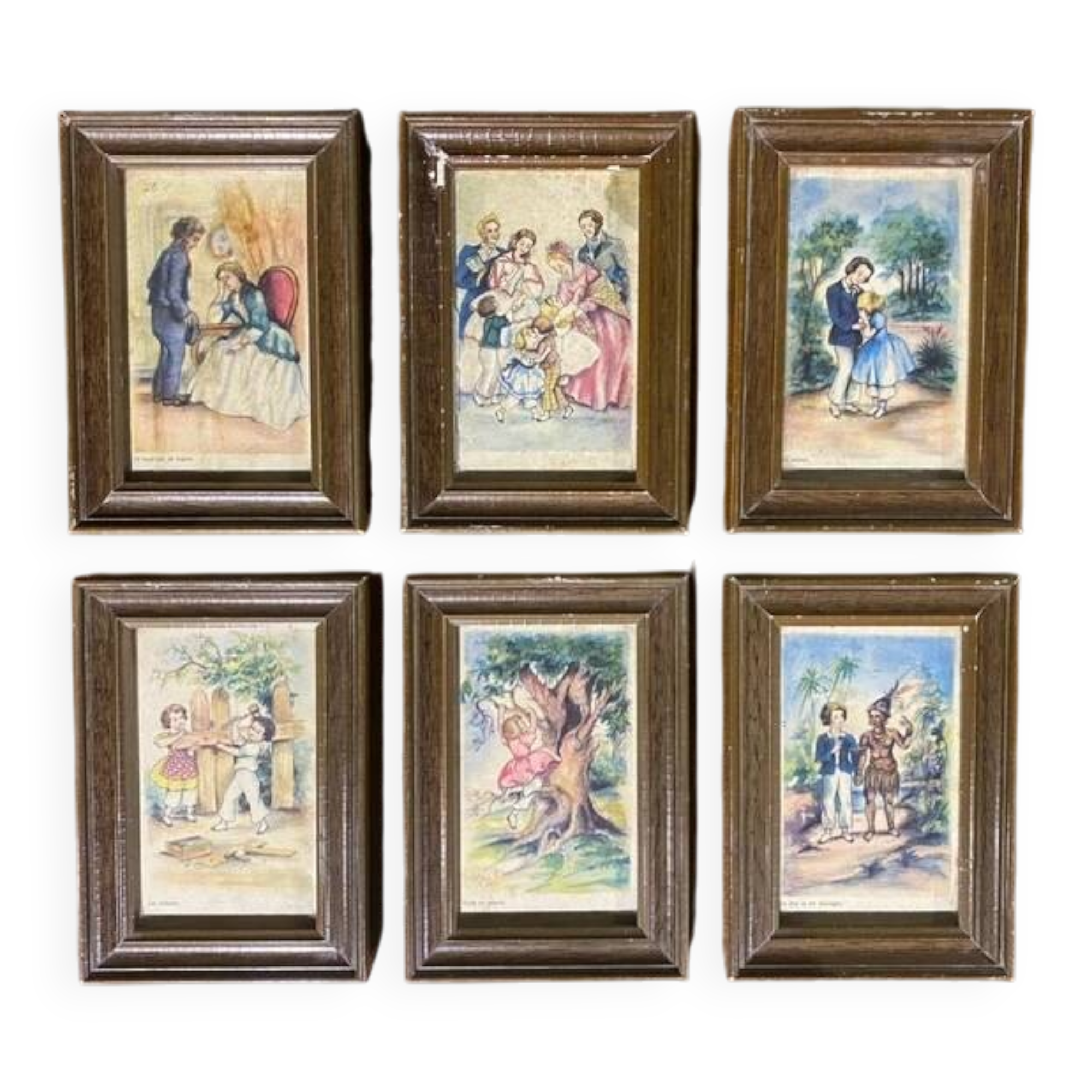 Set of 6 framed lithographs, 1950