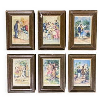 Set of 6 framed lithographs, 1950