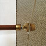 Wood and brass floor lamp