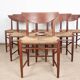 6 Danish chairs in teak and sea rush, model 316 by Peter Hvidt 1960.