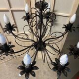 Old large chandelier ceiling light wrought iron popular art deco retro antique france
