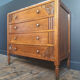 Art Deco commode with marble top, vintage antique furniture.