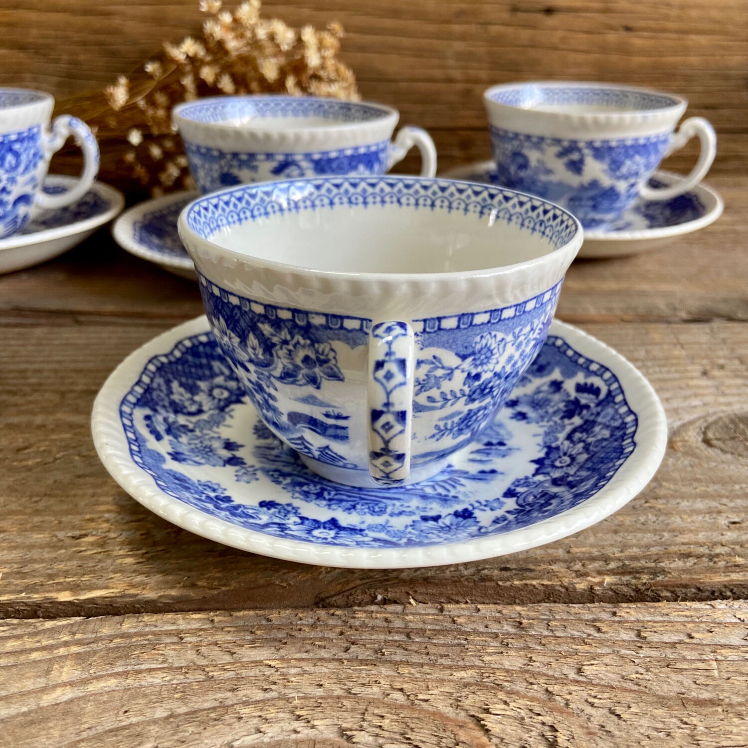 5 English Tea Cups Woods Burslem