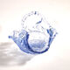 Blue pressed-moulded glass basket dish Meisenthal? Ashtray 1920