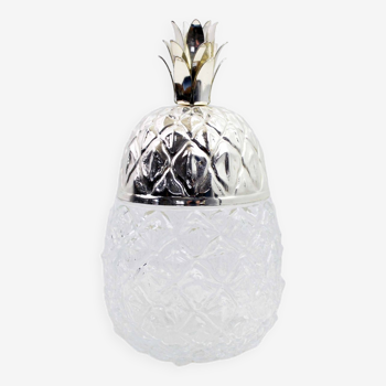 Glass and metal pineapple candy box