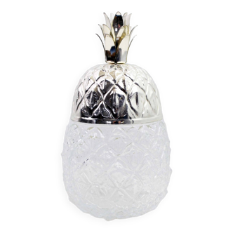 Glass and metal pineapple candy box