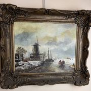 Oil on Panel Winter Landscape