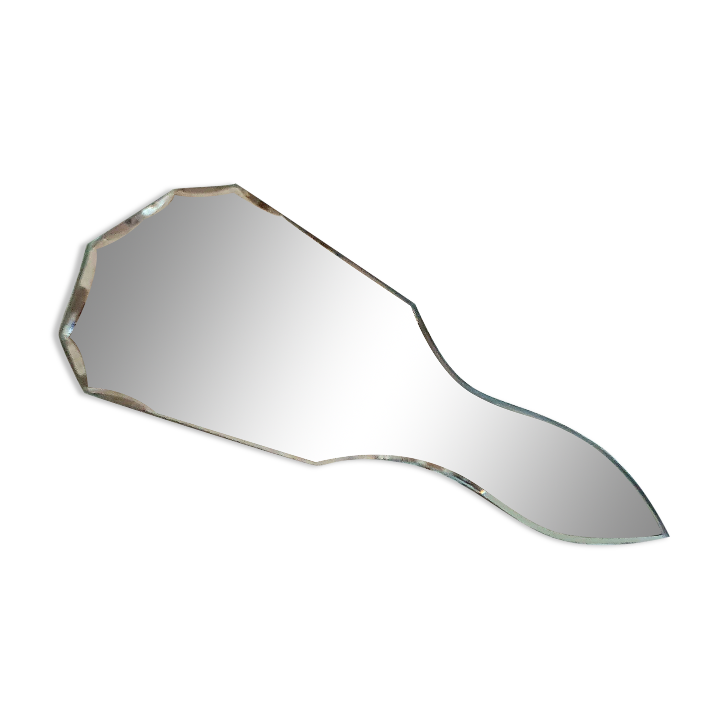 Beveled and engraved hand mirror