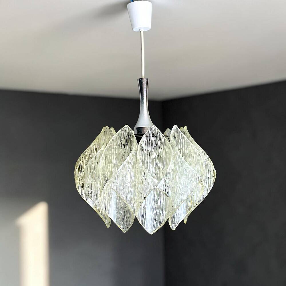 Transparent lucite acrylic hanging lamp by ME Marbach Leutchen Germany