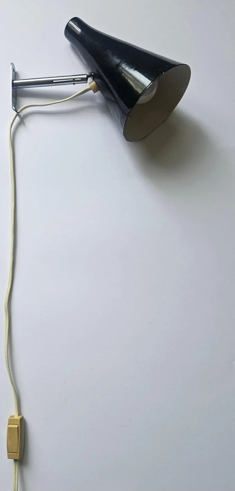 Rare Black Midcentury Adjustable Wall Lamp in style of Stilnovo, Lidokov, 1960s