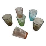 6 verres anciens colorés