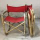 Lot of 4 chairs in rattan and red fabric, folding, 1960s