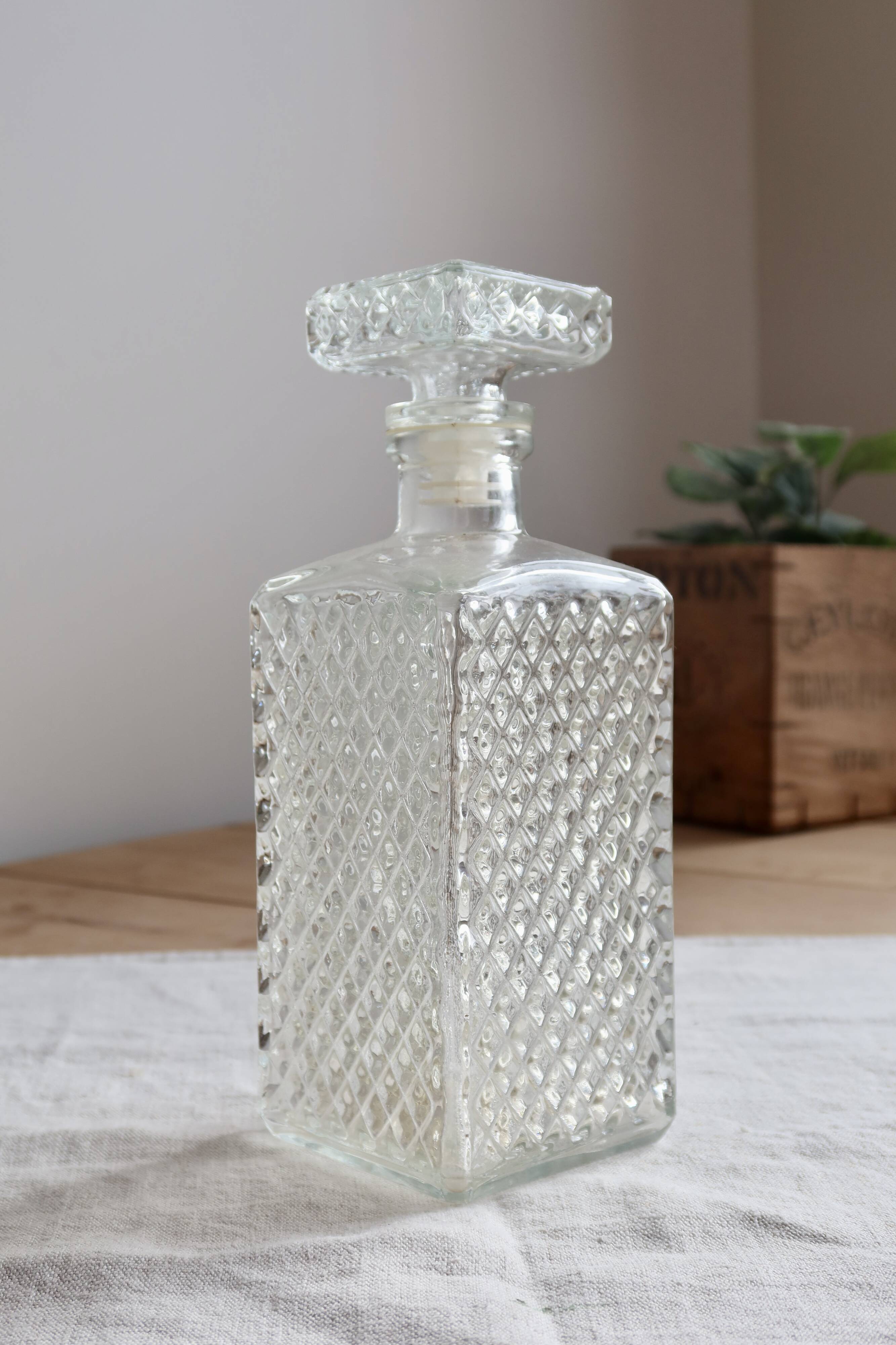 Vintage pressed glass whisky carafe