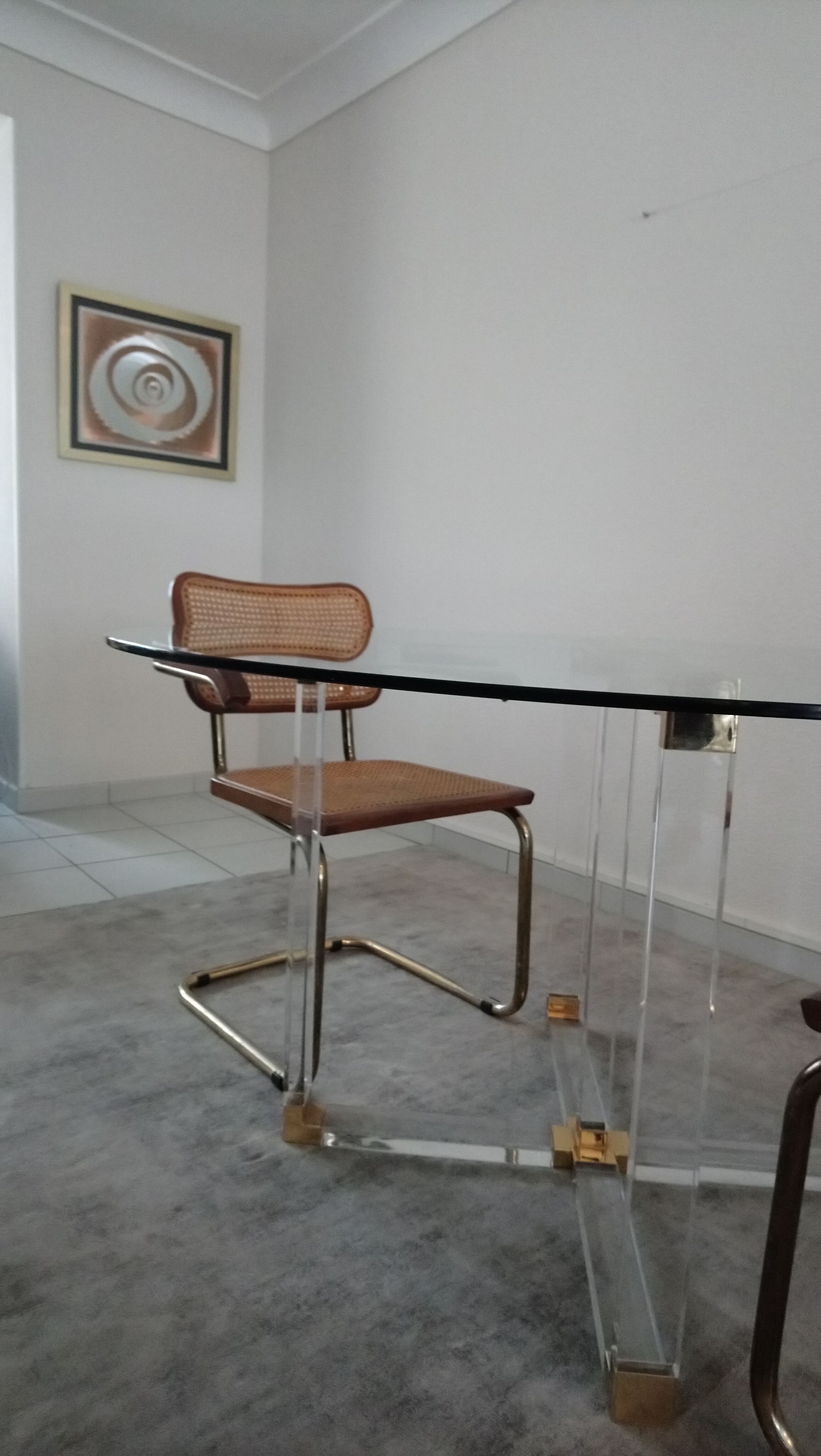 Dining table in lucite and Italian design glass for Metalarte from the 70s