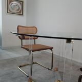Dining table in lucite and Italian design glass for Metalarte from the 70s