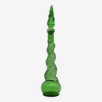 Empoli Italian Green Glass Snakeskin 'Genie' Bottle