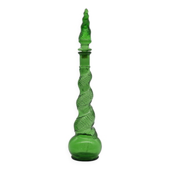 Empoli Italian Green Glass Snakeskin 'Genie' Bottle