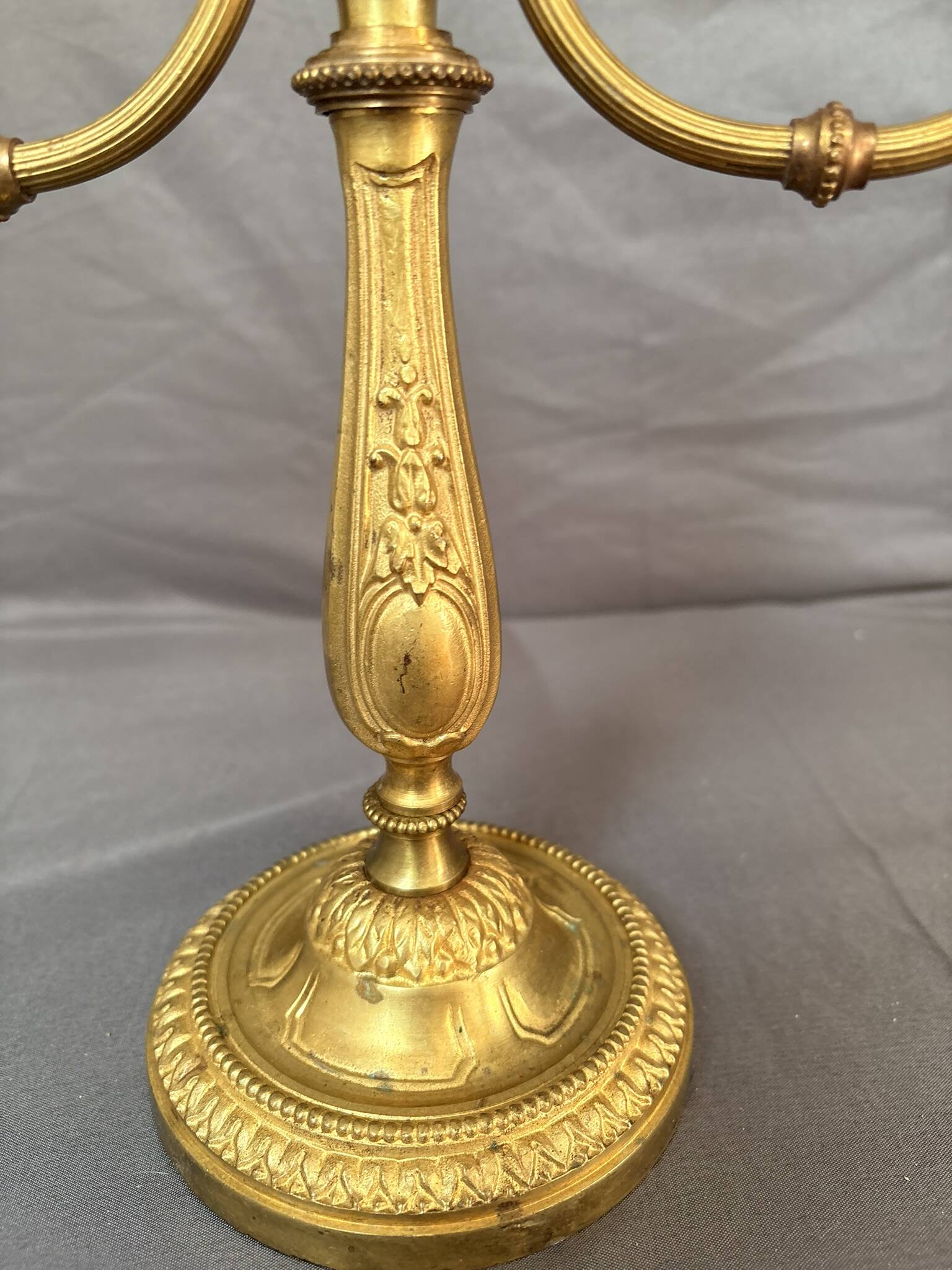Antique Brass Gilded Candle Holder Chandelier Louis XVI Style