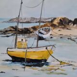 Oil painting on canvas Breton seaside landscape