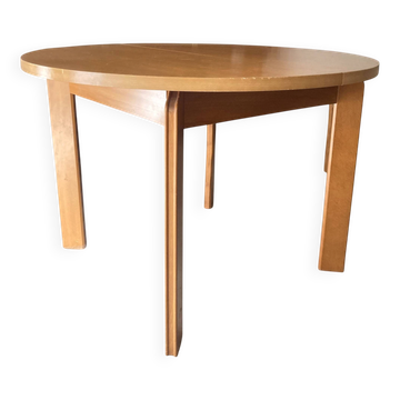 Table extensible brutaliste en orme massif par Maison Regain, années 70