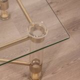Vintage 70's table in brass and lucite design by sandro petti for metalarte