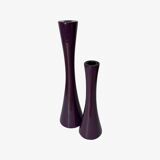 2 Purple Vintage Candlestick Holders Made From Ceramic - Mid-Century Design From Denmark