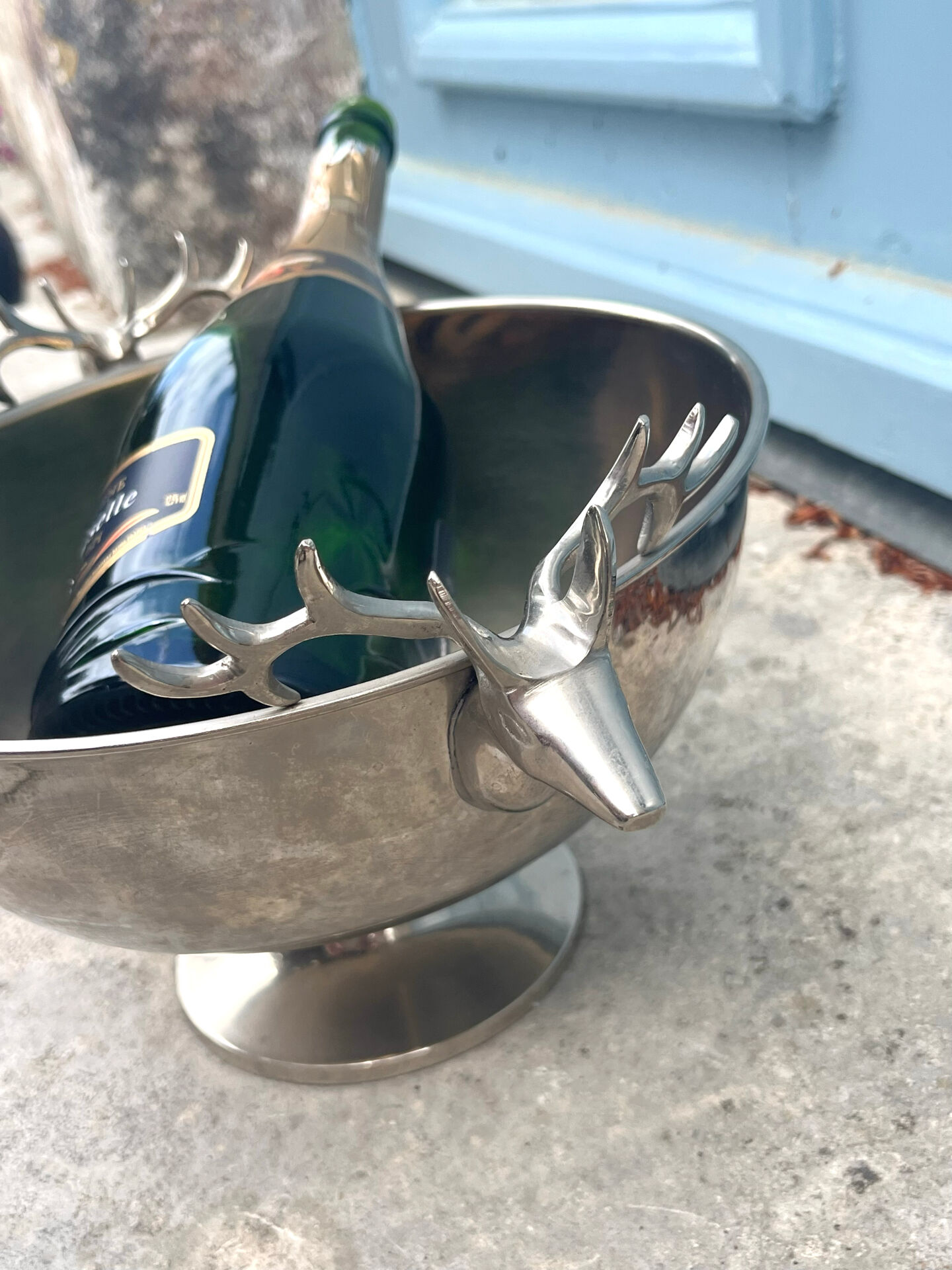 French stag handle champagne bucket wine cooler pedestal bowl