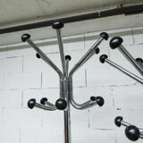 Coat rack with 12 chrome and black plastic hooks, 1960, 2m.