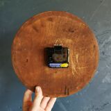 Vintage formica clock round silent wall pendulum "FFR terracotta green"