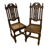 Duo de chaises bois sculpté