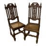 Duo of carved wooden chairs