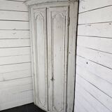 19th century curved corner cupboard in patinated oak