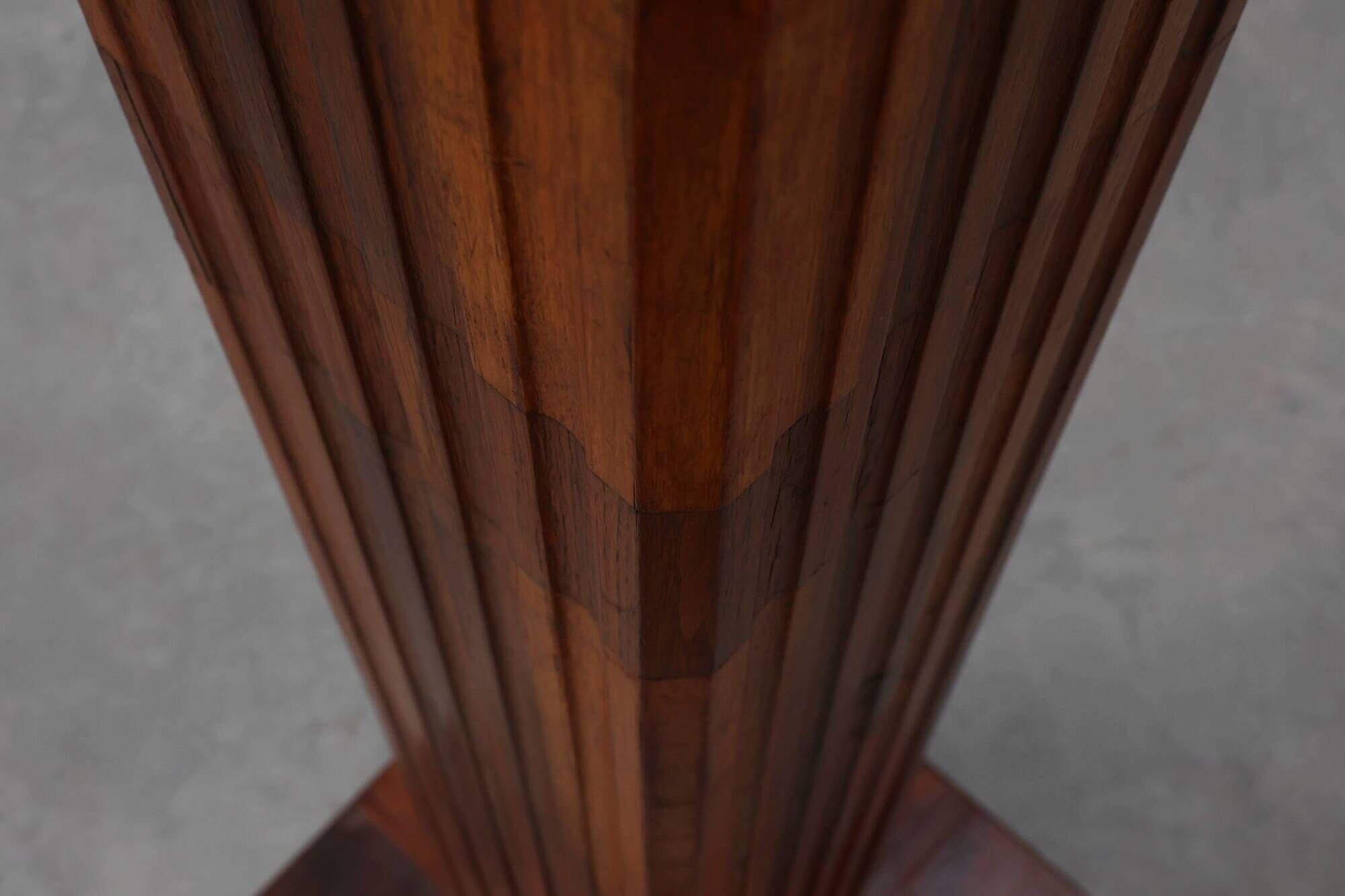 Art Deco oak and red marble pedestal or side table, France 1920s