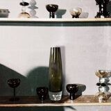 Cylindrical vase in black/grey Murano glass, mid-century design