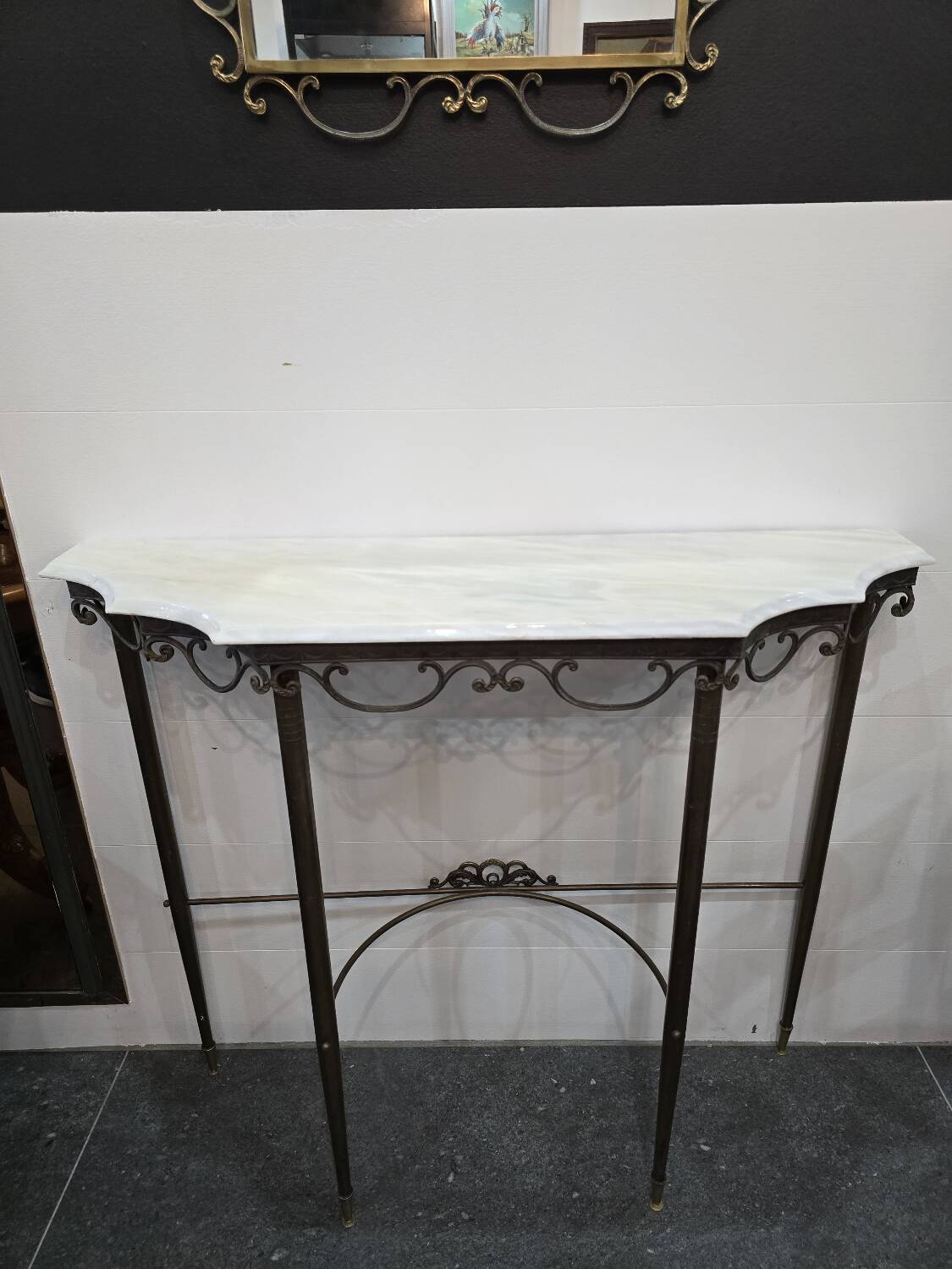 Console en fer forgé et plateau marbre – Style Art Déco / Néoclassique