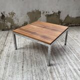 Modernist walnut and chrome coffee table