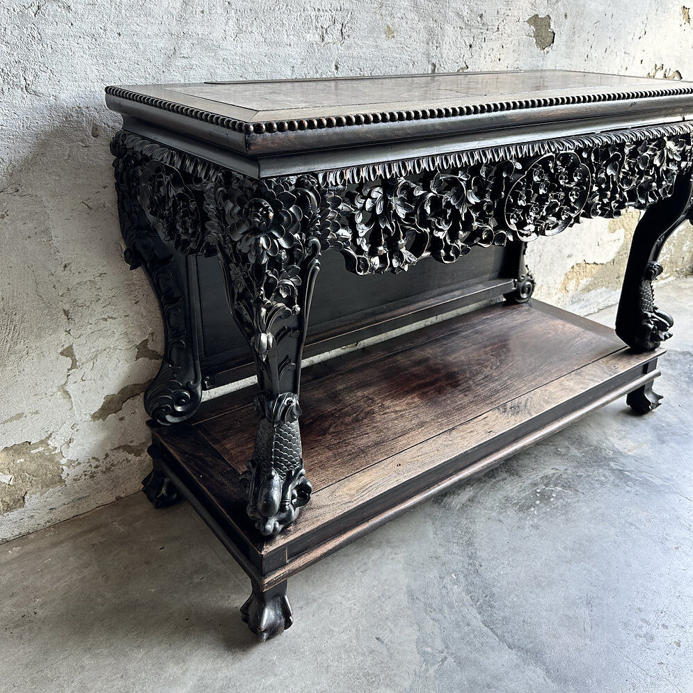 Antique 19th century Qing Dynasty hand carved console circa 1860, China.