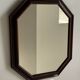 Vintage brown wooden octagonal mirror 58x48